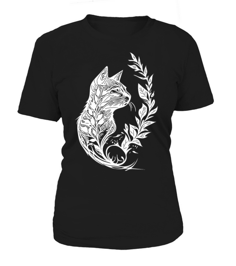 Cute Little Cat In Nature Tattoo Style Women's T-Shirt