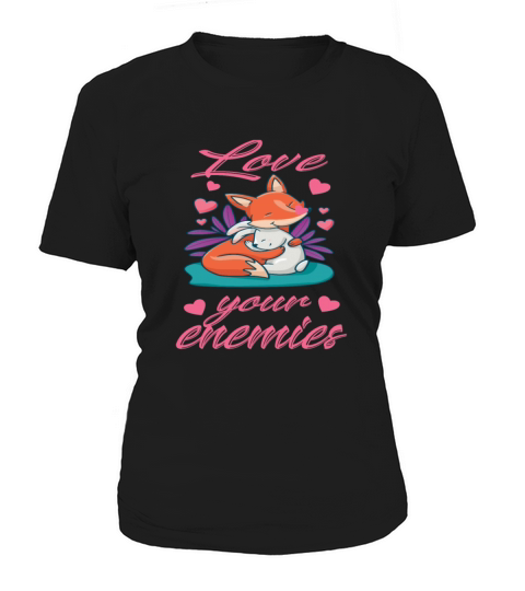 Love Your Enemies Fox Rabbit Jesus Bible Peace Women's T-Shirt