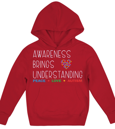 Awareness Brings Understanding Peace Love Autism Kids Hoodie