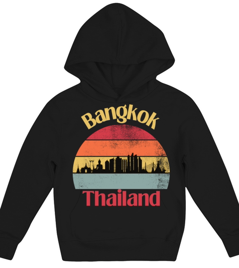 Bangkok Thailand Vintage Sunset Design Kids Hoodie