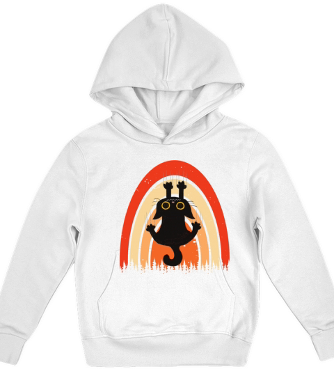 Funny Retro Vintage black cat t-shirt Kids Hoodie