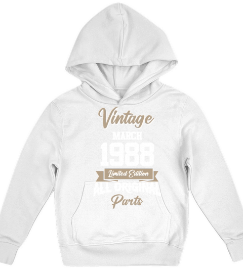 March 1988 Vintage Birthday Present Kids Hoodie