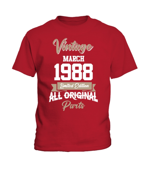 March 1988 Vintage Birthday Present Kids T-Shirt