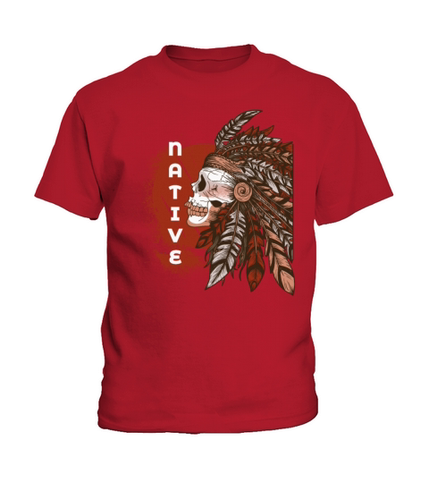 Native American Indigenous Indian Skull Headdress Kids T-Shirt