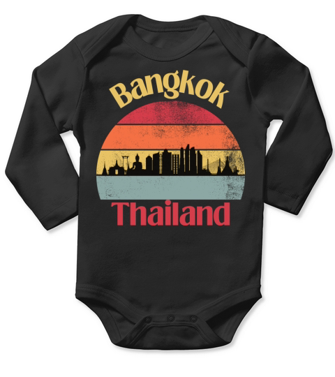 Bangkok Thailand Vintage Sunset Design Long Sleeve Baby One-Piece