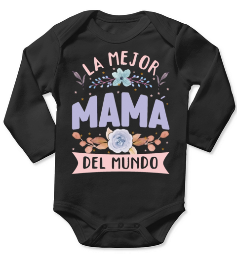 Best Mom In World Happy Mothers Day Spain Floral Long Sleeve Baby One-Piece