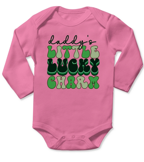 daddys little lucky charm patricks day Long Sleeve Baby One-Piece