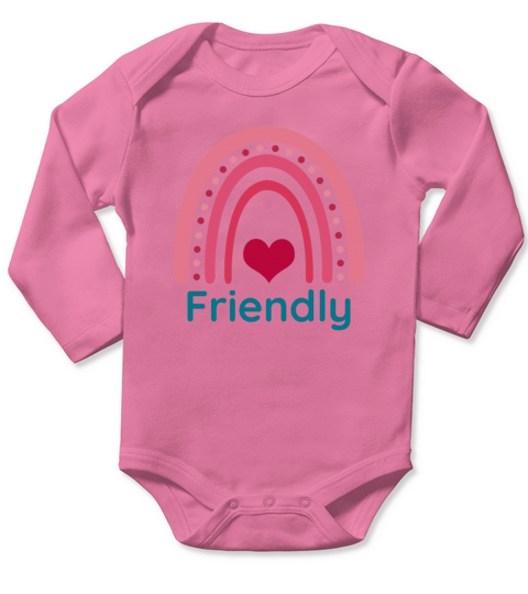 Friendly Viva Magenta Boho Rainbow Long Sleeve Baby One-Piece
