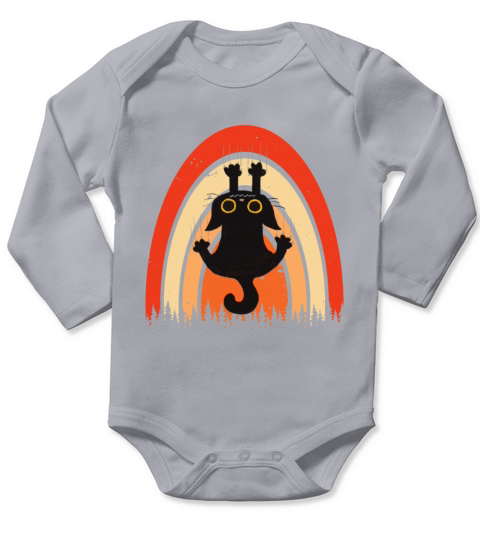 Funny Retro Vintage black cat t-shirt Long Sleeve Baby One-Piece