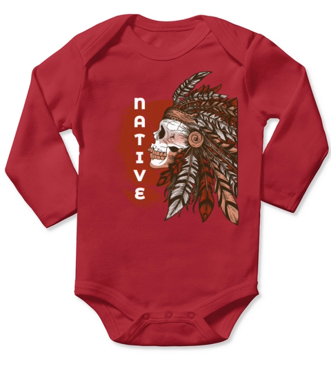 Native American Indigenous Indian Skull Headdress Long Sleeve Baby One-Piece