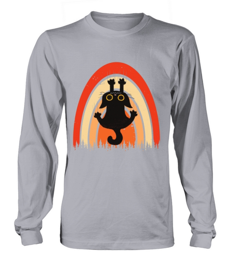 Funny Retro Vintage black cat t-shirt Long sleeved Unisex