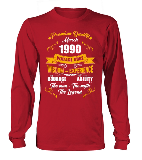 March 1990 Vintage Birthday Present Long sleeved Unisex