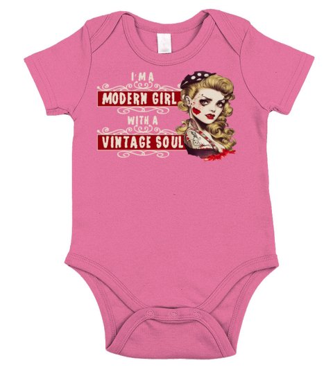 A Modern Girl With a Vintage Soul Pin Up Rockabill Short Sleeve Baby One-Piece
