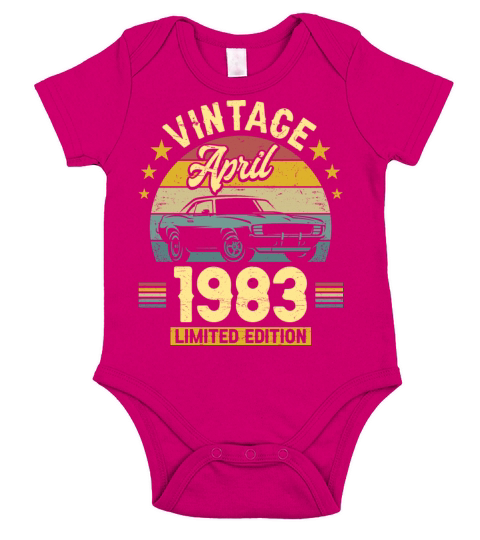 April 1983 40 Years Old Vintage 40th Birthday Short Sleeve Baby One-Piece