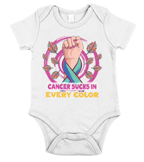 Cancer Sucks In Every Color Fighter Short Sleeve Baby One-Piece
