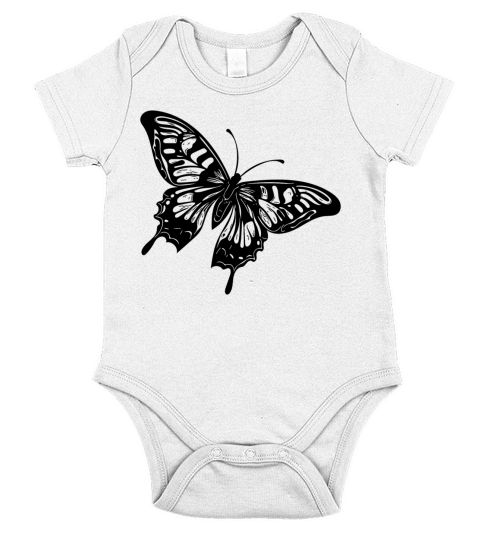 Elegant Vintage Tattoo Butterfly Short Sleeve Baby One-Piece