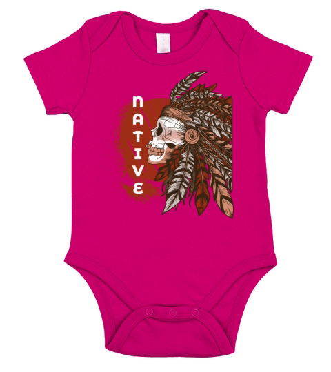 Native American Indigenous Indian Skull Headdress Short Sleeve Baby One-Piece