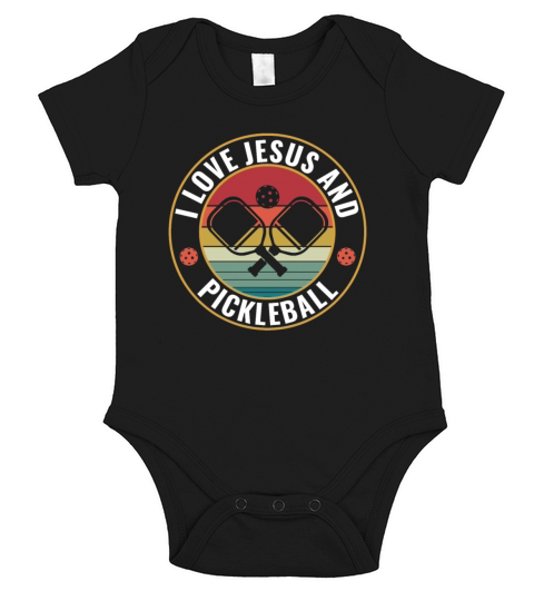 PicklebalI I Love Jesus and Pickleball Funny Quote Short Sleeve Baby One-Piece