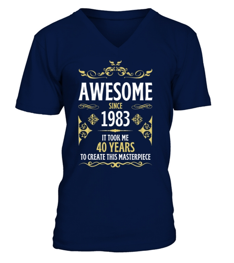 40th Birthday Vintage 1983 V-Neck T-shirt