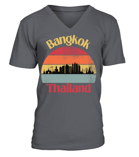 Bangkok Thailand Vintage Sunset Design V-Neck T-shirt