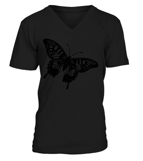 Elegant Vintage Tattoo Butterfly V-Neck T-shirt