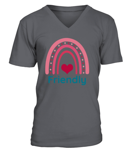 Friendly Viva Magenta Boho Rainbow V-Neck T-shirt