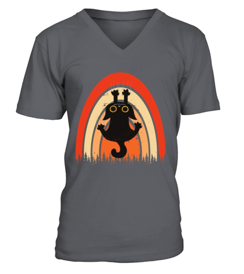 Funny Retro Vintage black cat t-shirt V-Neck T-shirt