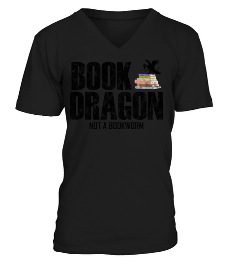 Funny Vintage Book Dragon Nerd Lover ReaderLibrary V-Neck T-shirt