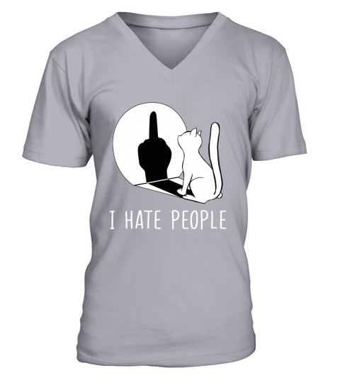 Grumpy Kitten Cats I Dont Like People Cat I Hateb V-Neck T-shirt