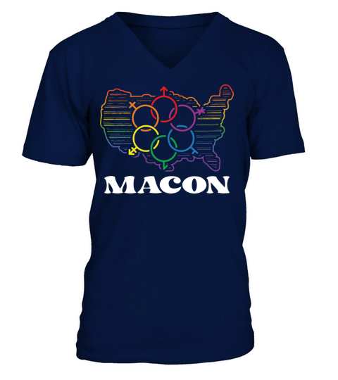 Macon Pride Month Pride Flag LGBT Community LGBTQ V-Neck T-shirt