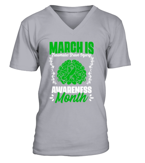 March Is Traumatic Brain Injury Awareness Month V-Neck T-shirt