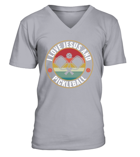 PicklebalI I Love Jesus and Pickleball Funny Quote V-Neck T-shirt