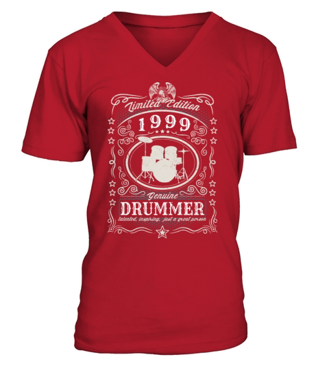 Vintage 1999 Drummer Birthday Gift Percussionist V-Neck T-shirt