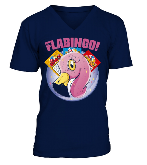 Vintage Flabingo Flamingo Bingo For Bingo Player V-Neck T-shirt