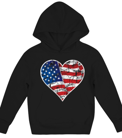american heart flag vintage retro Kids Hoodie