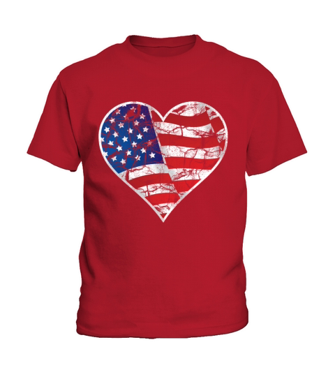 american heart flag vintage retro Kids T-Shirt