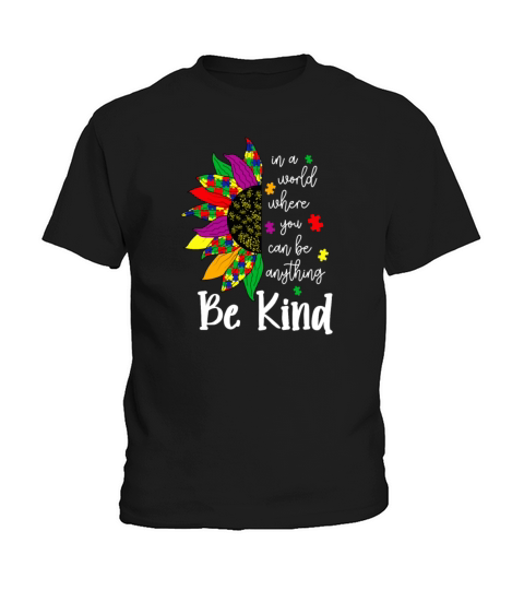 Autism Awareness - Be Kind Colorful Sunflower Kids T-Shirt