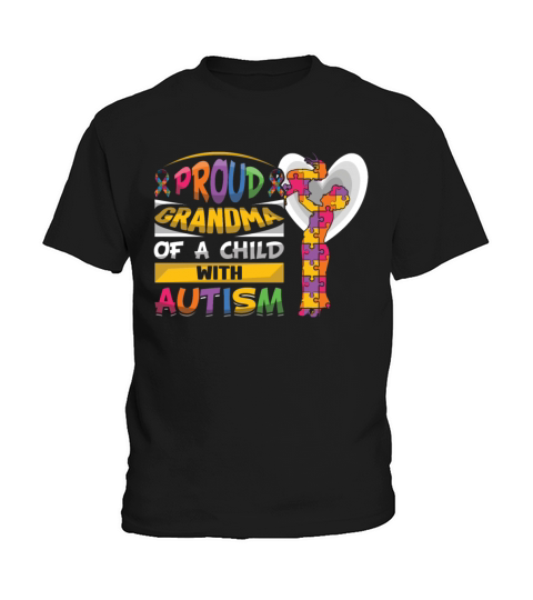 Proud Grandmom Puzzle Autism Awareness Kids T-Shirt