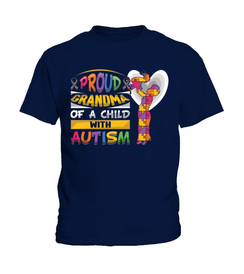 Proud Grandmom Puzzle Autism Awareness Kids T-Shirt