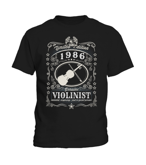 Vintage 1986 Violinist Birthday Gift Violin Player Kids T-Shirt