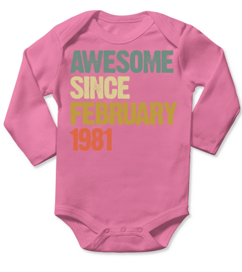 Groovy Retro Awesome Since February 1981 Long Sleeve Baby One-Piece