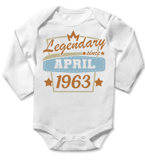 legendary since april 1963 birthday retro Long Sleeve Baby One-Piece