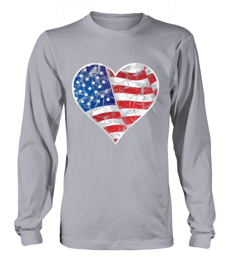 american heart flag vintage retro Long sleeved Unisex