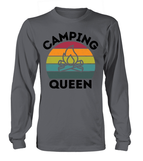 Camping Queen vintage retro colorful and black Long sleeved Unisex