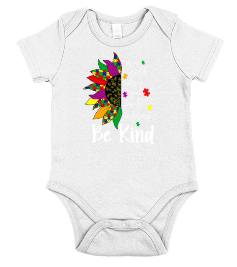 Autism Awareness - Be Kind Colorful Sunflower Short Sleeve Baby One-Piece
