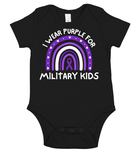 I Wear Purple For Military Kids Short Sleeve Baby One-Piece