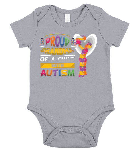Proud Grandmom Puzzle Autism Awareness Short Sleeve Baby One-Piece