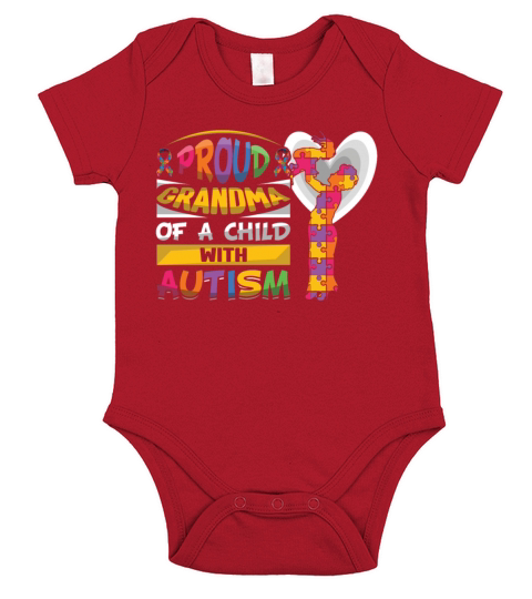 Proud Grandmom Puzzle Autism Awareness Short Sleeve Baby One-Piece