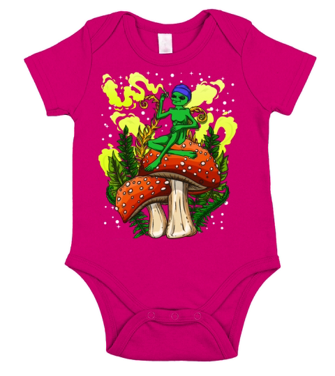 Psycadellic Magic Mushroom Alien LSD Acid Trip Short Sleeve Baby One-Piece