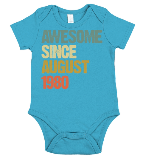 Retro Vintage Awesome Since August 1980 Gift Short Sleeve Baby One-Piece